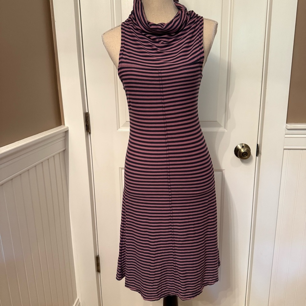 HORNY TOAD Striped Sleeveless Cowl Neck Dress pink blue Size S